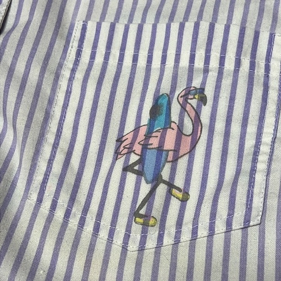 Vintage 80s 90s Hot Gossip Kids Blouse M 10-12 Striped Polka Dot Flamingo Shirt - Picture 6 of 7